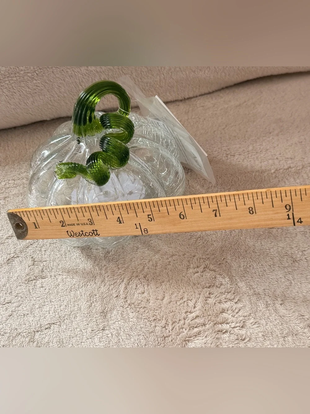 Ashland pre Lit Clear Crackle Glass Pumpkin with Green Stem